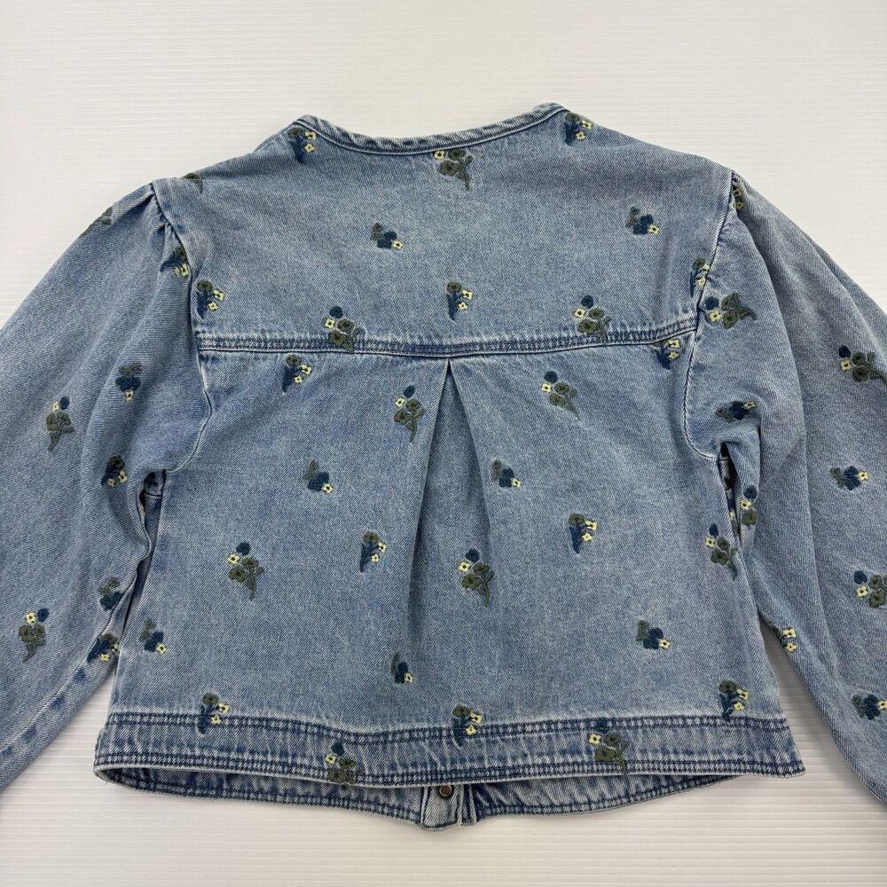 Pilcro Anthropologie Collarless Embroidered Denim Swing Jacket Women's S Floral - Picture 6 of 11